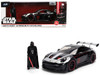 Porsche 911 GT3 RS 992 Black with Silver Hood and Graphics and Darth Vader Figure Star Wars Franchise Hollywood Rides Series 1/24 Diecast Model Car Jada 36477