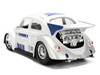 1959 Volkswagen Drag Beetle White with Graphics and R2 D2 Figure Star Wars Franchise Hollywood Rides Series 1/24 Diecast Model Car Jada 36912