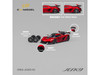 Koenigsegg Jesko Red Metallic with Black Stripes with Extra Wheels 1/64 Diecast Model Car CM Model CM64-JESKO-03