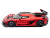 Koenigsegg Jesko Red Metallic with Black Stripes with Extra Wheels 1/64 Diecast Model Car CM Model CM64-JESKO-03