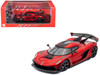 Koenigsegg Jesko Red Metallic with Black Stripes with Extra Wheels 1/64 Diecast Model Car CM Model CM64-JESKO-03