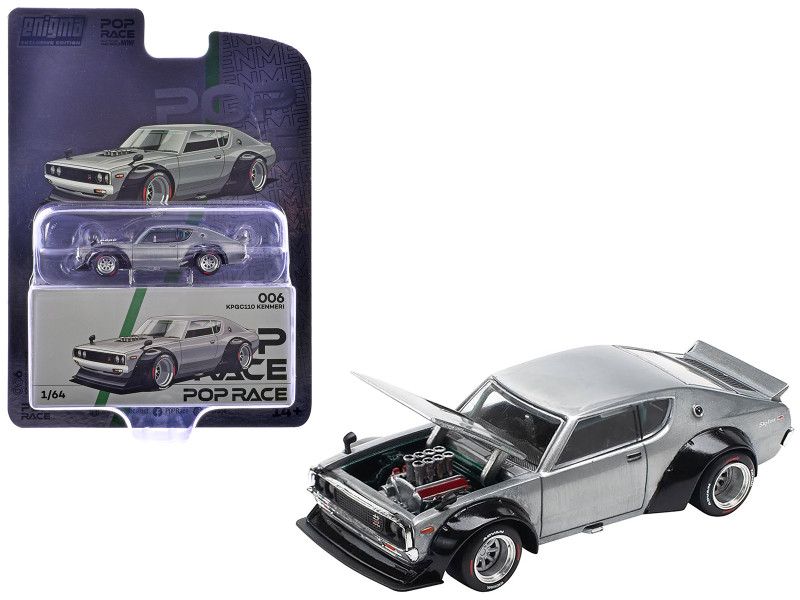 Skyline KPGC110 Kenmeri RHD Right Hand Drive Raw Metal Enigma Exclusive Edition 1/64 Diecast Model Car Pop Race PR64-PRE006
