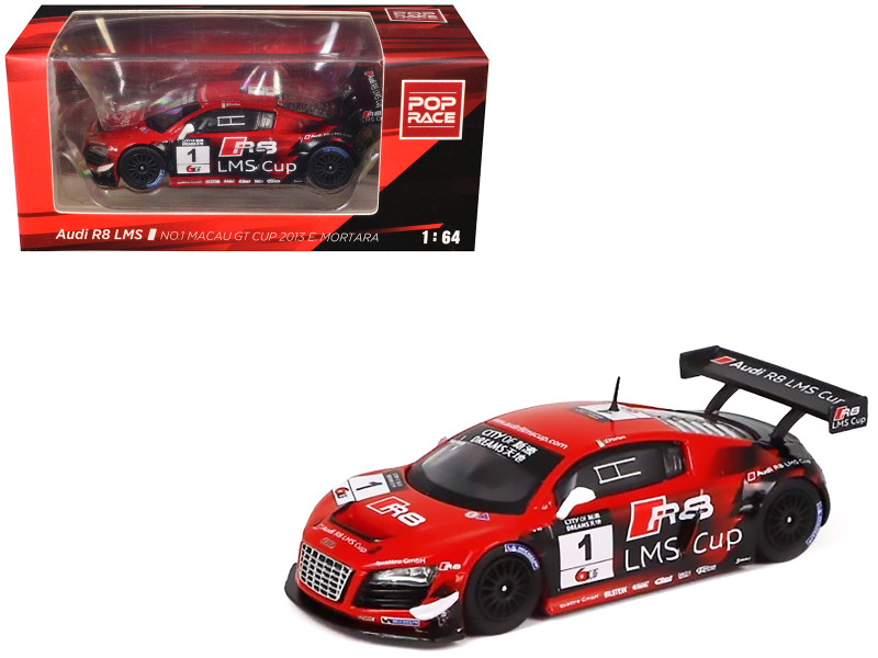 Audi R8 LMS #1 Edoardo Mortara Winner Macau GT Cup 2013 1/64 Diecast Model Car Pop Race PR64-R8UL-13MGC01