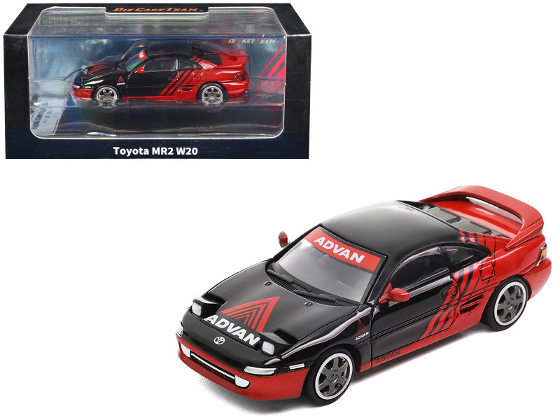 Toyota MR2 W20 RHD Right Hand Drive Advan Black and Red 1/64 Diecast Model Car Die Cast Team LL-003-010