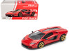 Lamborghini Countach LPI 800 4 Red with Carbon Accents 1/64 Diecast Model Car Pop Race PR640259