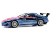 Mazda RX7 FC3S RE Amemiya RHD Right Hand Drive Blue Metallic with Pink Hood Los Angeles Edition 1/64 Diecast Model Car Pop Race PR640397