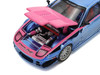 Mazda RX7 FC3S RE Amemiya RHD Right Hand Drive Blue Metallic with Pink Hood Los Angeles Edition 1/64 Diecast Model Car Pop Race PR640397