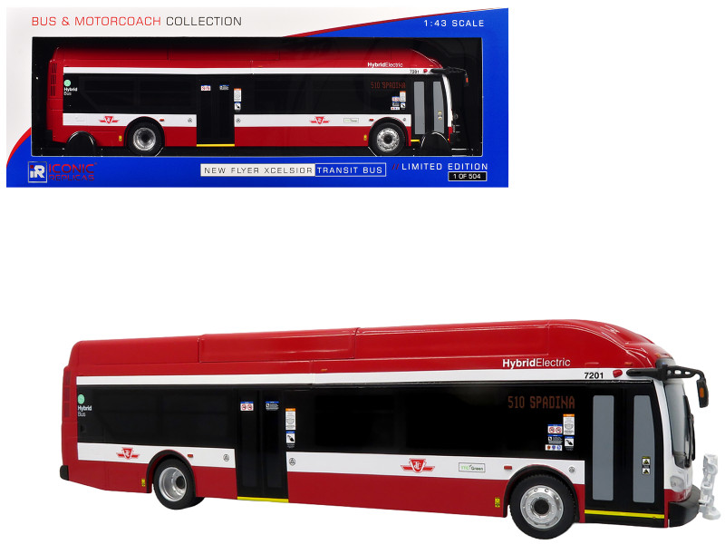 New Flyer Xcelsior Transit Bus TTC Toronto Transit Commission Red and White The Bus & Motorcoach Collection Limited Edition to 504 Pieces Worldwide 1/43 Model Iconic Replicas 43-0606
