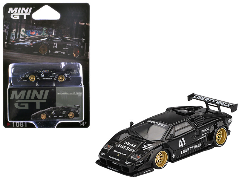 Lamborghini Countach LB WORKS #41 Black Limited Edition 1/64 Diecast Model Car Mini GT MGT01081