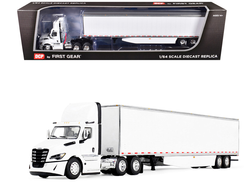 Freightliner Fifth Generation Cascadia Day Cab and 53 Utility Trailer with Skirts White 1/64 Diecast Model DCP/First Gear 60-2001