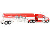 Peterbilt 389 with 63 Mid Roof Sleeper and Heil Fuel Tank Trailer Busted Knuckle Garage Red and White 1/64 Diecast Model DCP/First Gear 60-2146