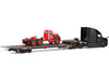 Mack Anthem Sleeper and Landoll 440B 50CA Traveling Axle Trailer Black with Mack B 61 Day Cab Load Red Mack Anniversary 1/64 Diecast Model DCP/First Gear 60-2151