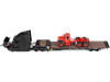 Mack Anthem Sleeper and Landoll 440B 50CA Traveling Axle Trailer Black with Mack B 61 Day Cab Load Red Mack Anniversary 1/64 Diecast Model DCP/First Gear 60-2151