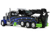 Peterbilt 389 Day Cab with Miller Century 1150 Rotator Wrecker Tow Truck Black with Blue and Green Graphics 1/64 Diecast Model DCP/First Gear 60-2248