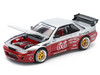 Nissan Pandem S13 RHD Right Hand Drive #66 Moontech Silver and Red Metallic 1/64 Diecast Model Car Pop Race PR640258