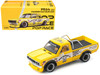 Datsun Pandem 620 Pickup Truck MoonEyes Yellow with White Sides and Graphics 1/64 Diecast Model Car Pop Race PR640250
