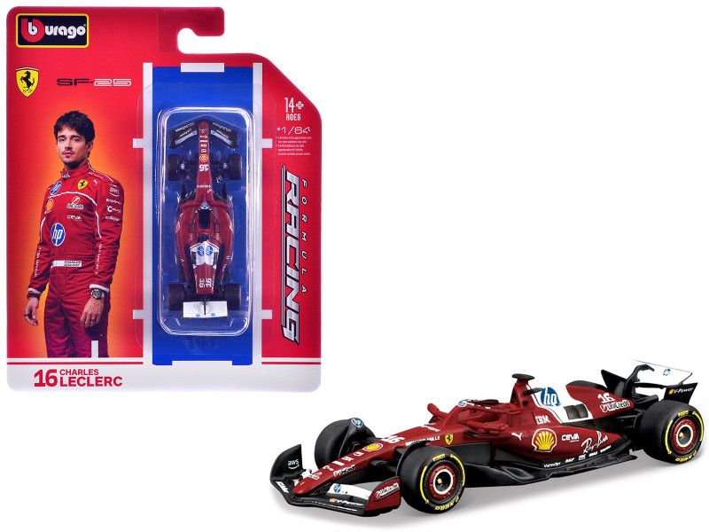 Ferrari SF 25 #16 Charles Leclerc Formula One F1 World Championship 2025 Formula Racing Series 1/64 Diecast Model Car Bburago 56801CL