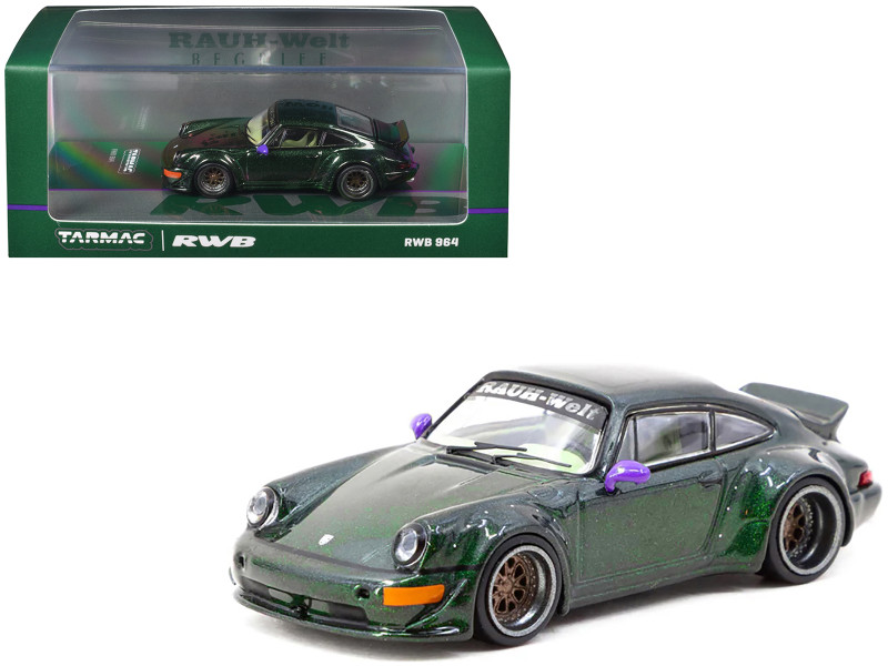RWB 964 Green Metallic with Light Green Interior Hobby64 Series 1/64 Diecast Model Tarmac Works T64-TL037-GR
