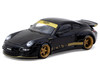 RWB 997 Black with Gold Wheels and Stripes Hobby64 Series 1/64 Diecast Model Tarmac Works T64-TL057-BK