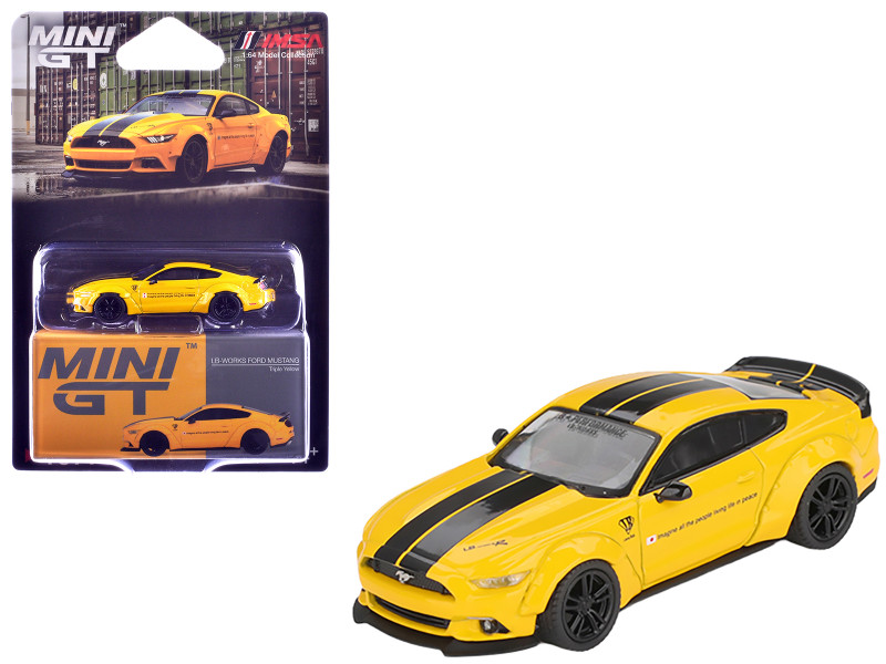 Ford Mustang LB Works Triple Yellow with Black Stripes Limited Edition 1/64 Diecast Model Car Mini GT MGT01077