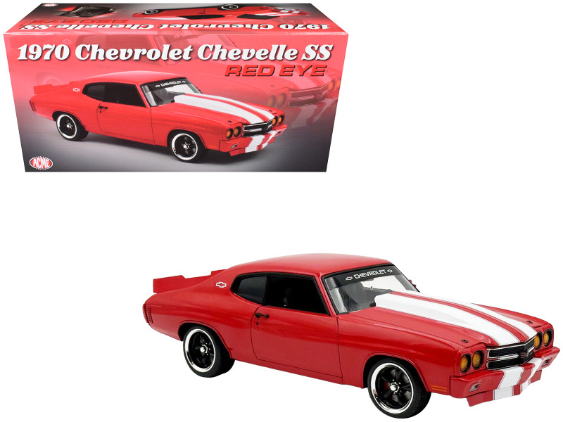 1970 Chevrolet Chevelle SS Red Eye Red with White Stripes Limited Edition to 354 pieces Worldwide 1/18 Diecast Model Car ACME A1805529