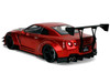 Nissan GT R R35 Liberty Walk Body Kit 2 0 RHD Right Hand Drive Red Metallic with Carbon Hood Pink Slips Series 1/18 Diecast Model Car Jada 36465