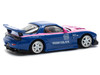 Mazda RX 7 RE Amemiya Widebody RHD Right Hand Drive Blue with Pink Hood and Stripes 1/64 Diecast Model Car Pop Race PR640240