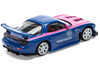 Mazda RX 7 RE Amemiya Widebody RHD Right Hand Drive Blue with Pink Hood and Stripes 1/64 Diecast Model Car Pop Race PR640240