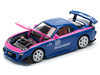 Mazda RX 7 RE Amemiya Widebody RHD Right Hand Drive Blue with Pink Hood and Stripes 1/64 Diecast Model Car Pop Race PR640240