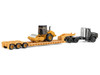 Kenworth T880 Tractor Black with Lowboy Trailer and CAT Roller Yellow 1/87 (HO) Diecast Model Diecast Masters 84425
