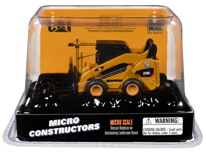 CAT Caterpillar 272C Skid Steer Loader with Pallet Fork Yellow Micro Constructor Series Diecast Model Diecast Masters 85728CS