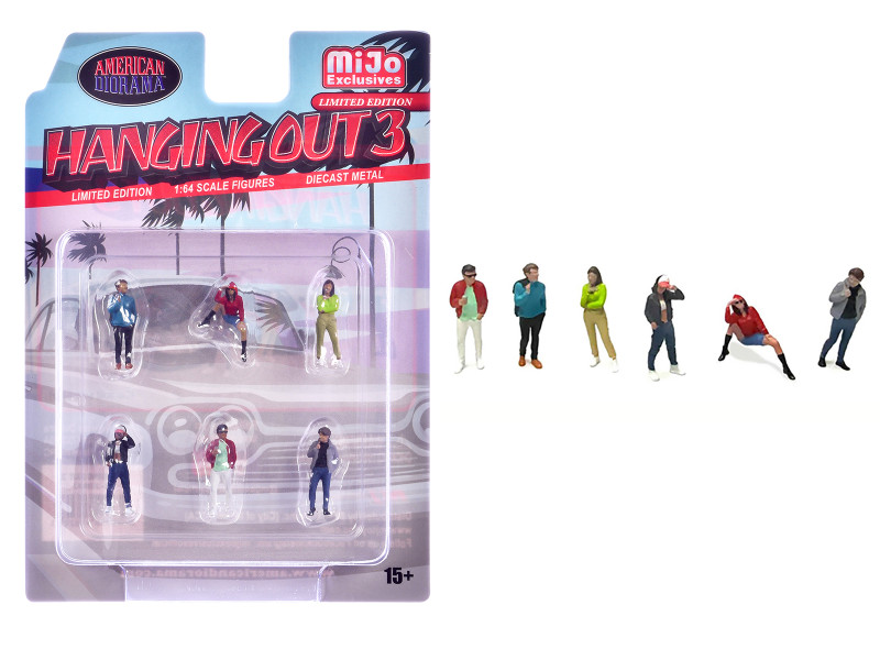 Hanging Out #3 6 piece Diecast Figure Set 6 Figures Limited Edition for 1/64 Scale Models American Diorama AD-2430MJ