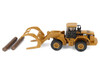 CAT Caterpillar 950G Wheel Loader Yellow with Log Fork and Wood Log Accessories 1/87 HO Diecast Model Diecast Masters 84661CS