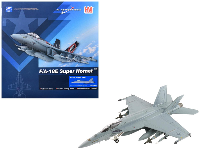 Boeing F A 18E Super Hornet Fighter Aircraft Dagger Team with decals United States Navy Air Power Series 1/72 Diecast Model Hobby Master HA5140B