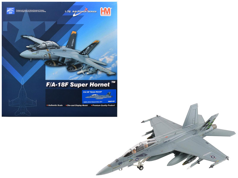Boeing F A 18F Super Hornet Fighter Aircraft 165875 Green Hornet VX 23 Salty Dogs NAS Patuxent River 2011 United States Navy Air Power Series 1/72 Diecast Model Hobby Master HA5142