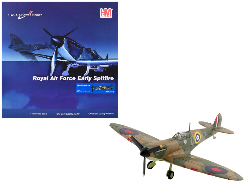 Supermarine Spitfire Mk.1a Fighter Aircraft X4009 Flight Lieutenant P.C. Hughes 1940 British Royal Air Force Air Power Series 1/48 Diecast Model Hobby Master HA7818