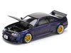 Skyline GT-R R33 RHD Right Hand Drive Midnight Purple Metallic with Carbon Hood 1/64 Diecast Model Car Pop Race PR640256
