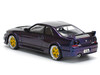 Skyline GT-R R33 RHD Right Hand Drive Midnight Purple Metallic with Carbon Hood 1/64 Diecast Model Car Pop Race PR640256