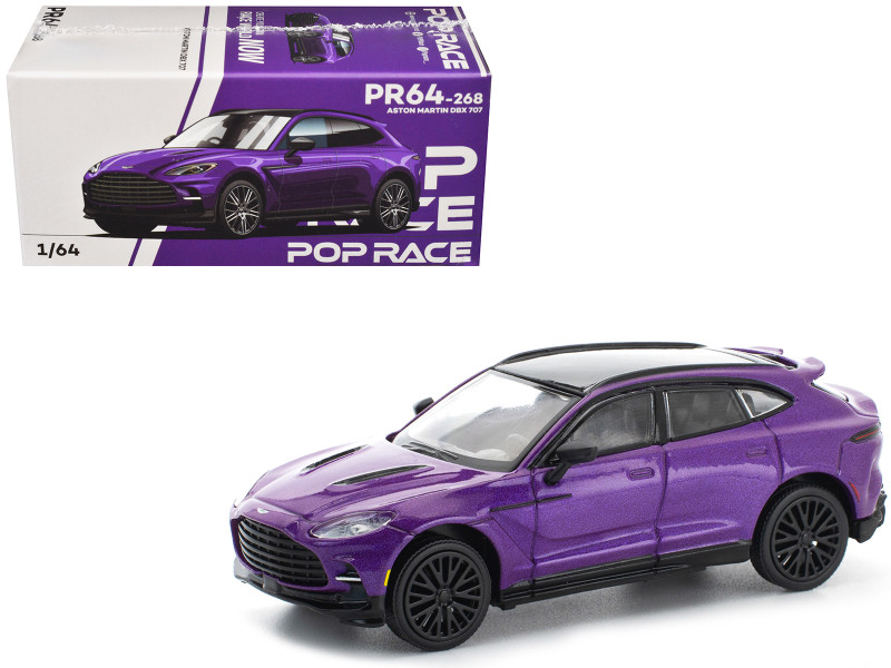 Aston Martin DBX 707 Storm Purple Metallic with Black Top 1/64 Diecast Model Car Pop Race PR640268