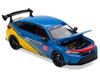 Honda Civic Type R FL5 Spoon Sports Blue and Yellow Tokyo Auto Salon - Hong Kong 2025 1/64 Diecast Model Car Pop Race PR640469