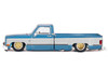 Chevrolet Silverado Dually Pickup Truck Vintage Spec V1 Light Blue Metallic with White Sides and Interior Designed by Jun Imai Kaido House Special 1/64 Diecast Model Car Mini GT KHMG192