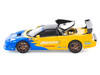 Honda NSX R GT RHD Right Hand Drive Spoon Sports Blue and Yellow with Black Top 1/64 Diecast Model Car Pop Race PR640310