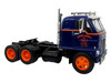 1959 International DCOF-405 Truck with Box Trailer Cooper Jarrett Inc. Dark Blue with Orange Stripes North American Vintage Truck Collection 1/43 Diecast Model Iconic Replicas 43-0637