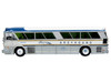 1964 MCI MC-5A Coach Bus Greyhound Golden Anniversary Silver with Blue and Gold Stripes Vintage Bus & Motorcoach Collection Limited Edition to 504 pieces Worldwide 1/87 HO Diecast Model Iconic Replicas 87-0625