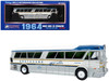 1964 MCI MC-5A Coach Bus Greyhound Golden Anniversary Silver with Blue and Gold Stripes Vintage Bus & Motorcoach Collection Limited Edition to 504 pieces Worldwide 1/87 HO Diecast Model Iconic Replicas 87-0625