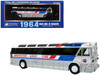 1964 MCI MC-5A Coach Bus Brewster Gray Line Silver with Blue and Red Stripes Vintage Bus & Motorcoach Collection Limited Edition to 504 pieces Worldwide 1/87 HO Diecast Model Iconic Replicas 87-0628