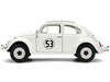 Volkswagen Beetle #53 Herbie White with Stripes The Love Bug 1968 Movie with Extra Wheels 1/24 Diecast Model Car Jada 37584
