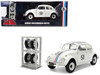 Volkswagen Beetle #53 Herbie White with Stripes The Love Bug 1968 Movie with Extra Wheels 1/24 Diecast Model Car Jada 37584