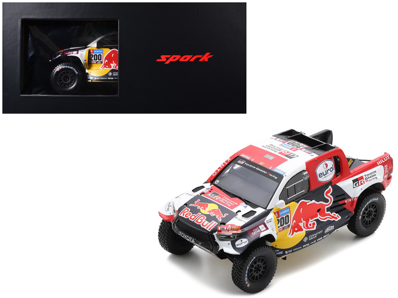 Toyota GR SKR HILUX T1+ Pickup Truck #200 Nasser Al-Attiyah - Mathieu Baumel Toyota Gazoo Racing Winner Dakar Rally 2023 with Acrylic Display Case 1/18 Model Car Spark 18S317