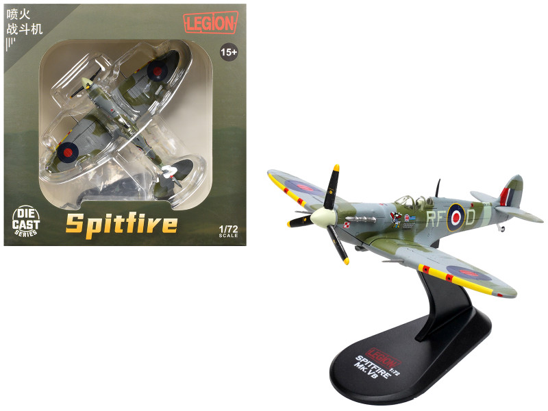 Supermarine Spitfire Mk Vb Fighter Aircraft EN951 Ace Jan Zumbach No. 303 Polish Kosciuszko Squadron 1943 Royal Air Force 1/72 Diecast Model Legion LEG-14618LC
